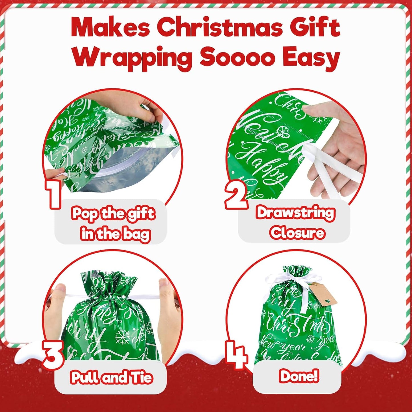 MerryWrap™ Drawstring Gift Bags with Tags