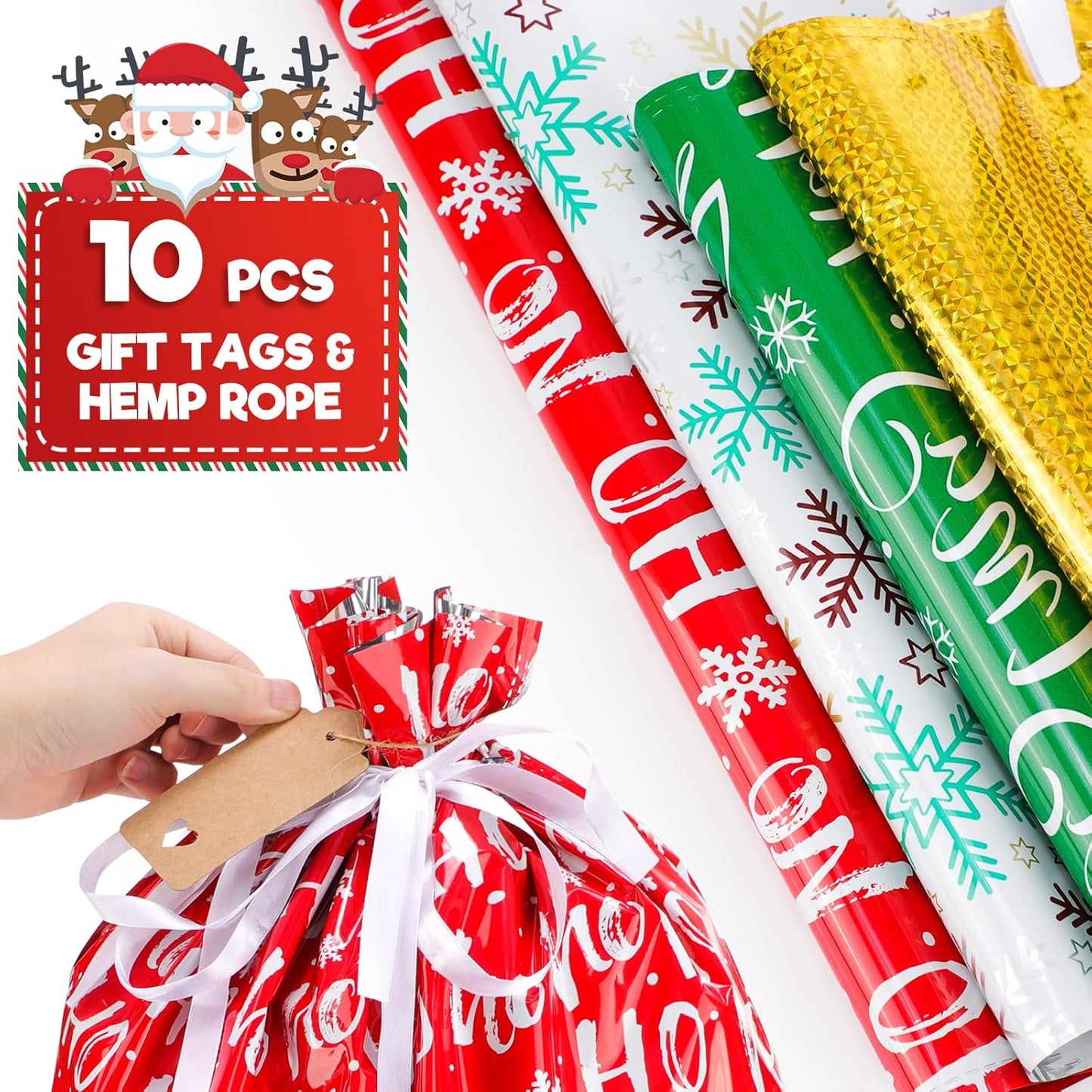 MerryWrap™ Drawstring Gift Bags with Tags