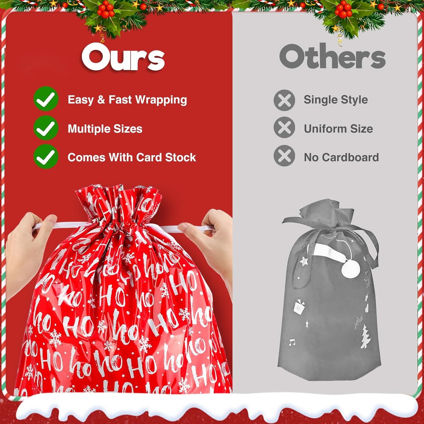 MerryWrap™ Drawstring Gift Bags with Tags