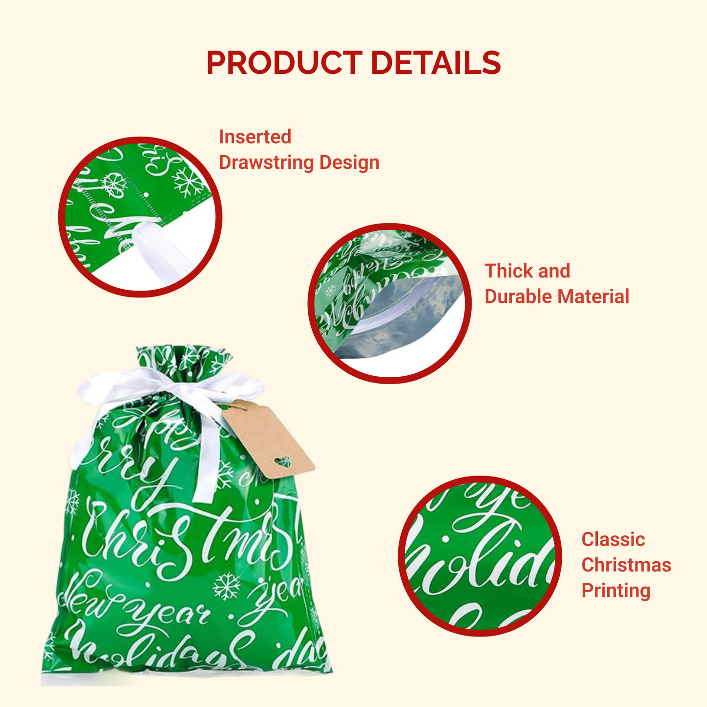 MerryWrap™ Drawstring Gift Bags with Tags