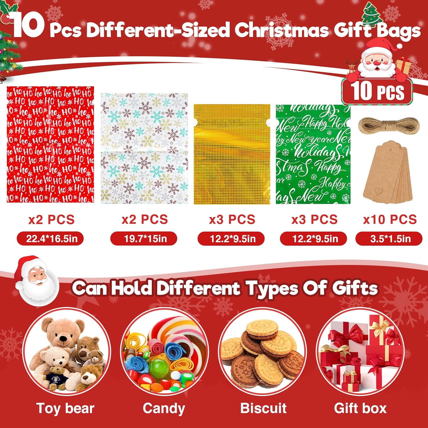 MerryWrap™ Drawstring Gift Bags with Tags