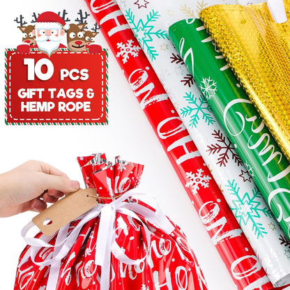 MerryWrap™ Drawstring Gift Bags with Tags