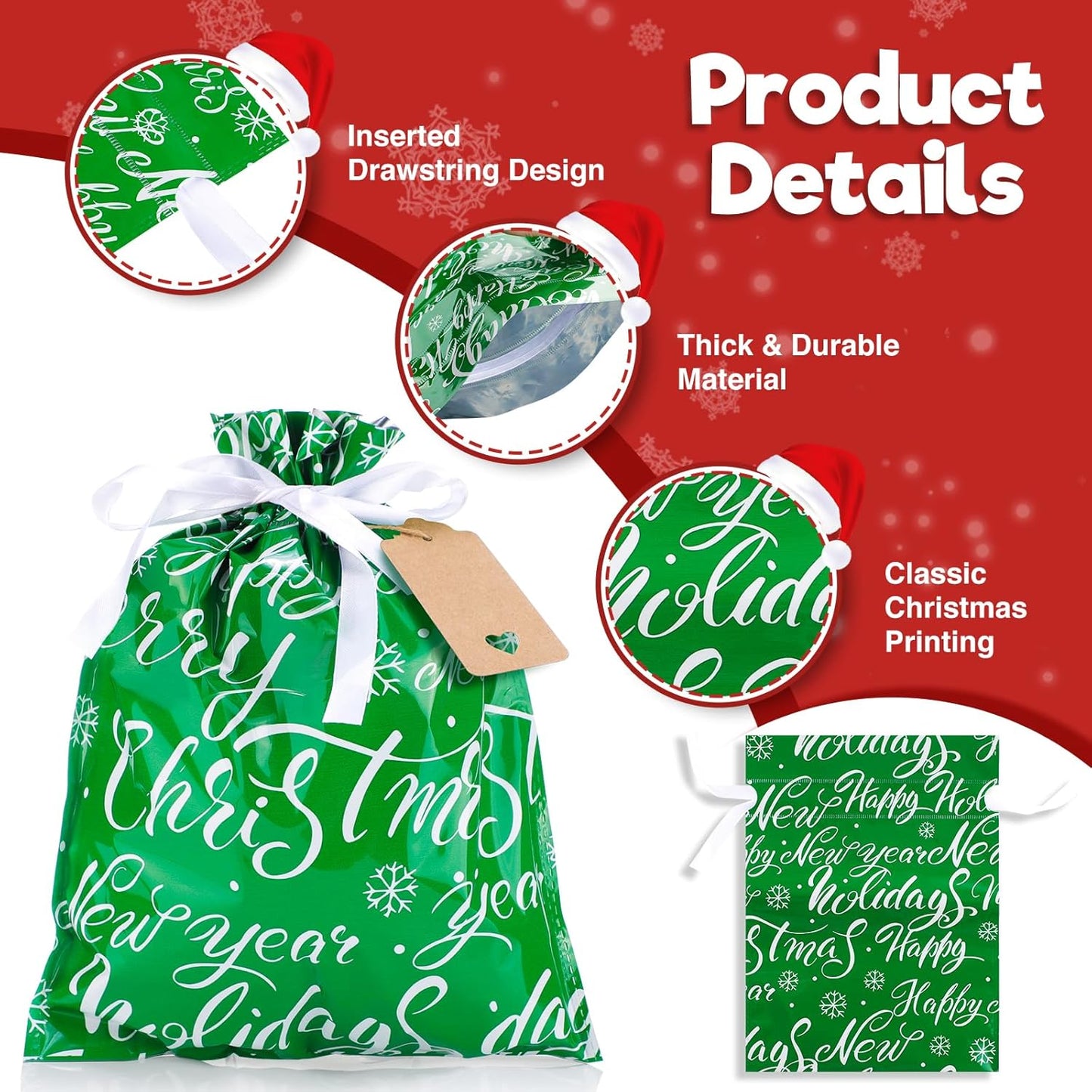 MerryWrap™ Drawstring Gift Bags with Tags