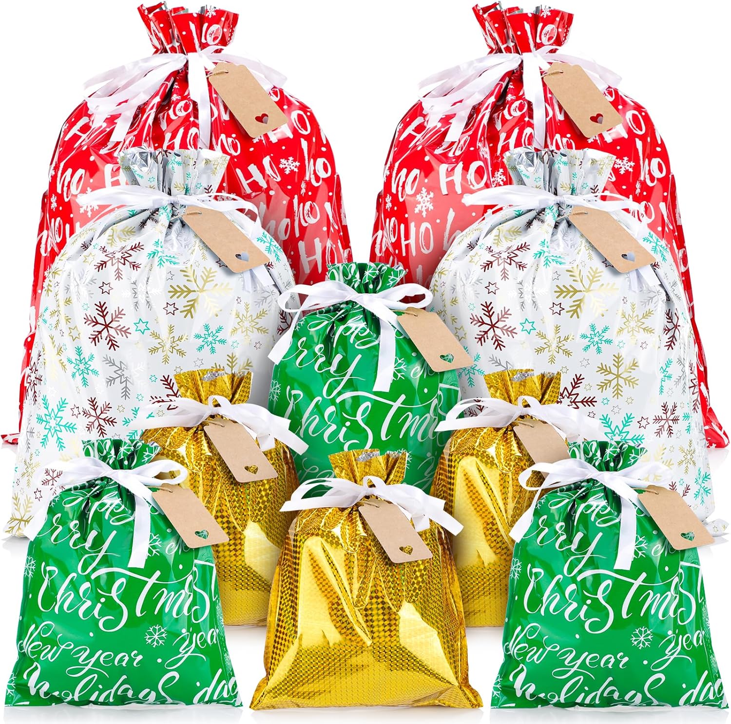 MerryWrap™ Drawstring Gift Bags with Tags