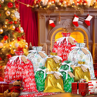 MerryWrap™ Drawstring Gift Bags with Tags
