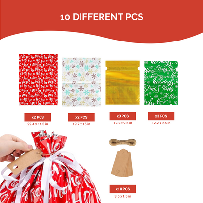 MerryWrap™ Drawstring Gift Bags with Tags
